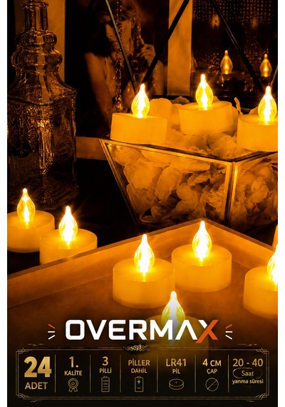Premium Led Tealight Mum Sıcak Beyaz Işık Gerçek Mum Görünümü 24 Adet 24'lü Led - 893628512 24'lü Led