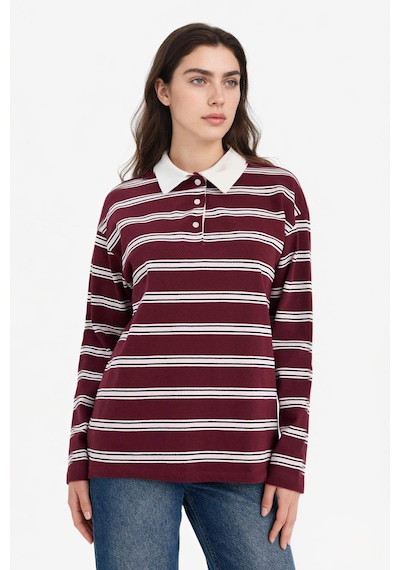 Defacto Loose Fıt Çizgili Sweatshirt G9467ax26sppn74 Pembe-pn74