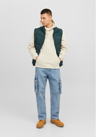 Jack & Jones Göğüs Baskılı Kapüşonlu Sweatshirt - Silverlake 12242470 Moonbeam Siyah