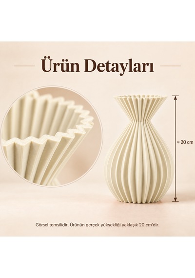 Ahenk Serisi Dekoratif Vazo 20 Cm Kuru Çiçek Ve Pampas Vazosu Fildişi