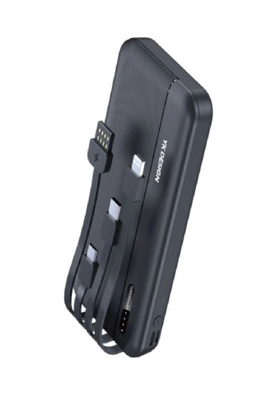 10000 Mah Type-c Usb Lightning 4 Kablolu Hızlı Kablosuz Şarj Powerbank Siyah