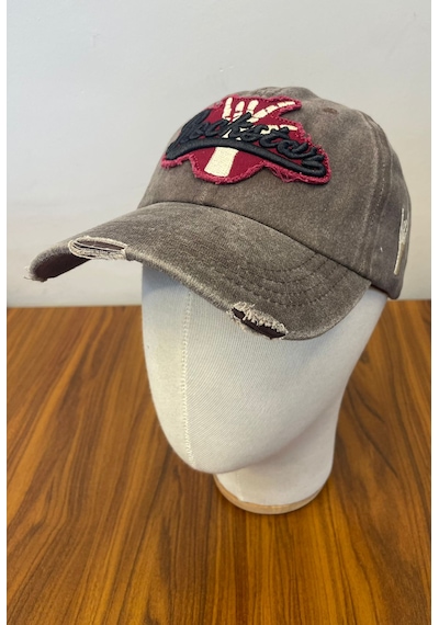 Rockstar Nakışlı Yıkamalı Eskitme Vintage Cap Şapka Kahverengi