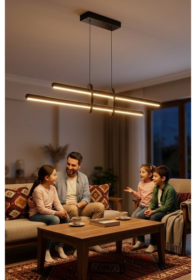 Halo Silver Lineer Led Sarkıt Avize Kumandalı Dim Edilebilir - Aşağı Işık Beyaz Işık