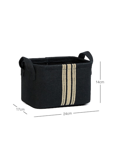 Ocean Home Textile Çizgili Siyah Renk Jüt Sepet 24 x 17 x 14 cm