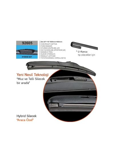 Rbw 92605 Toyota Uyumlu Avensis 2003-2008 Hybrid Silecek Kancalı Md