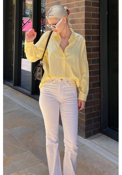 Madmext Mad Girls Sarı Oversize Gömlek Mg1369-sarı Sarı