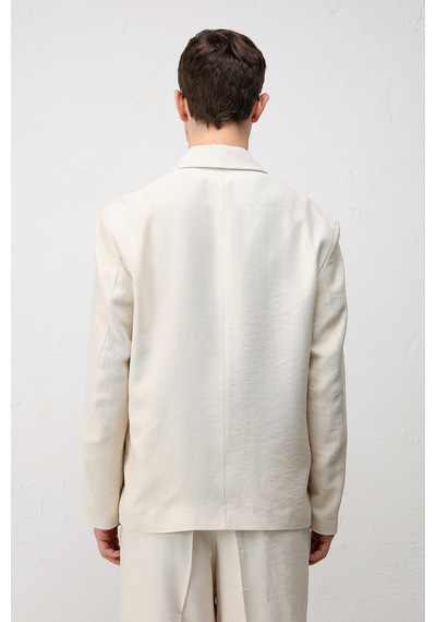 Antioch Modal Karışımlı Relaxed Fit Erkek Blazer Ceket Krem