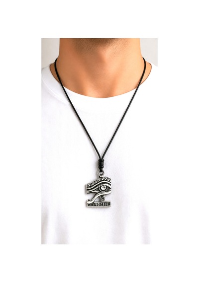 Kore İp Askılı Ve Krom Çelik Kaplamalı Unisex Tribal Kolye Kkrm-07 Gümüş5