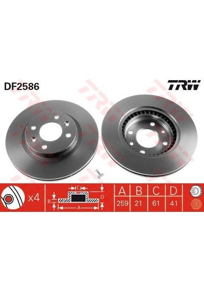 TRW DF2586 FREN DİSKİ ÖN CLIO II CLIO SYMBOL KANGOO MEGANE I TWIN