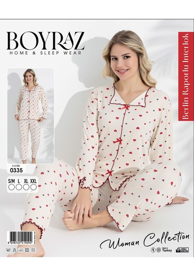 Street Beauty 0335 Berlin Raporlu İnterlok Pijama Takımı Beyaz