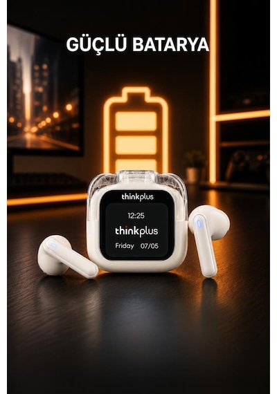 Lenovo Thinkplus Bluetooth Kulaklık Akıllı Dijital Ekranlı Tws 5.4 Kablosuz Kulaklık Lp70 Pro Beyaz