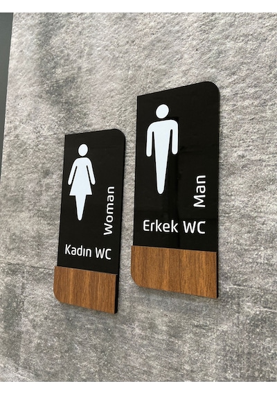 Timber Serisi Erkek Kadın Wc Set Yönlendirme Levhası