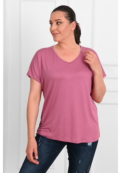 Kadın V Yaka Büyük Beden T-shirt 1486-23 001