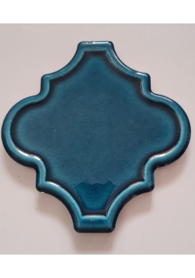 Armada Çini 12x12 Ottoman Rölyefli Arabesk Petrol Mavisi Çini