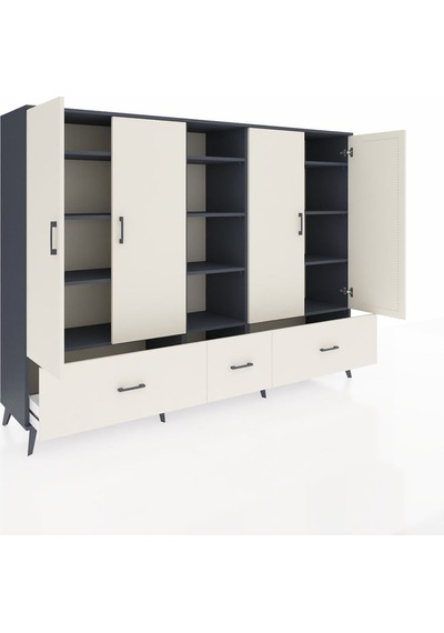 Hyperion Dolap 12 Raflı 3 Çekmeceli 4 Kapaklı 220x44x163 Antrasit Antrasit-aytaşı Hyperion Dolap 12 Raflı 3 Çekmeceli 4 Kapaklı 220x44x163 Antrasit Antrasit-aytaşı
