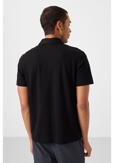 Tommylife Tommy Life Siyah Basic Logolu Standart Kalıp Triko Polo Yaka Erkek T-shirt - 87748 Siyah