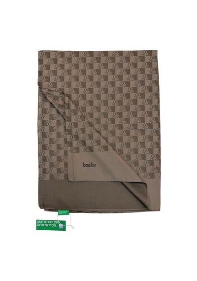 Benetton Elegante Şal - Tre - Açık Kahve Koyu Bordo