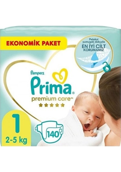 Prima Bebek Bezi Premium Care Ekonomik Paket 1 Beden 140 Adet PKT.PRIMA.124 1 Numara