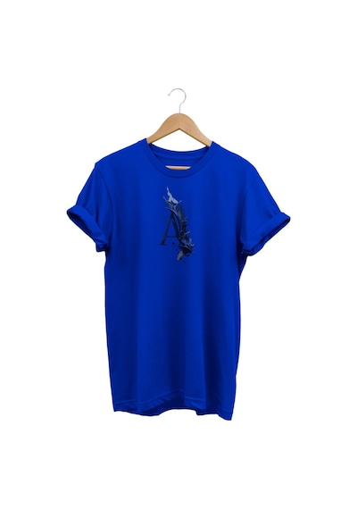Widi A Lacivert Baskılı Mavi T-shirt Saks Mavi