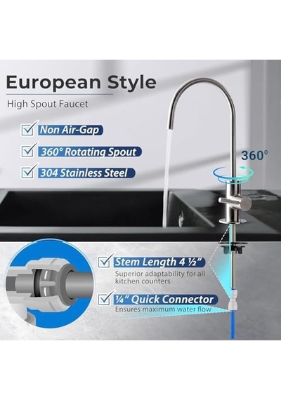 Ispring Ga1-bn 16,5 X 27,9 Cm 14oz Masif Pirinç Ağır Zorunlu Su Filtresi Designer Musluk Eu Stil High-spout, Ga1-bn