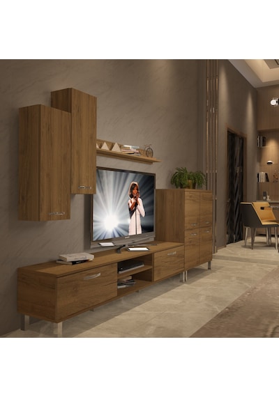 Decoraktiv Eko 6 Mdf Dvd Krom Ayaklı Tv Ünitesi Tv Sehpası Pera