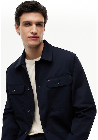 Tommy Hilfiger Cotton Blend Shırt Jacket Erkek Mavi Mont - Mw0mw43471