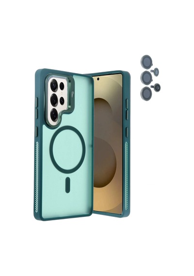 Joko  Galaxy Uyumlu S25 Ultra Flet Lens Magsafe Kapak - Koyu Yeşil - Koyu Yeşil