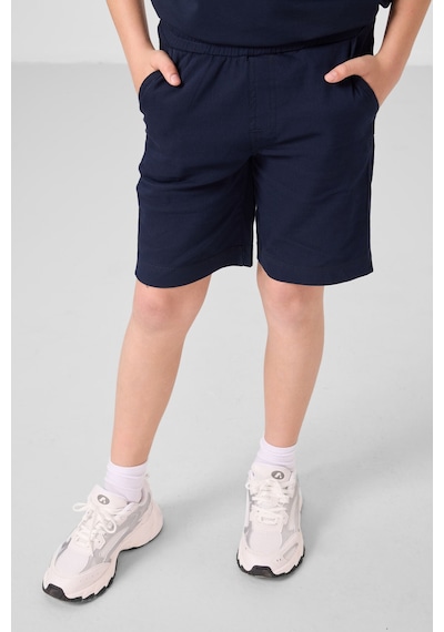 Lacivert Pamuklu Oversize Fit Dokuma Hafif Esnek Chino Erkek Çocuk Şort Takım - 11279 Lacivert