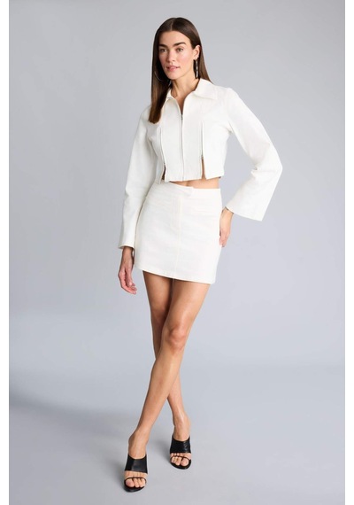 Defacto Afra X Defacto A Kesim Normal Bel Gabardin Mini Etek H3326ax26sper105 Ekru-er105