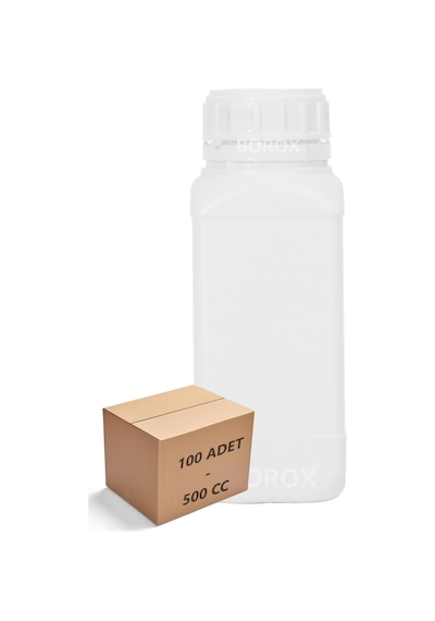 Numune Şişe Plastik Kare 500 Ml. Kilit Kapaklı 100 Adet / Koli
