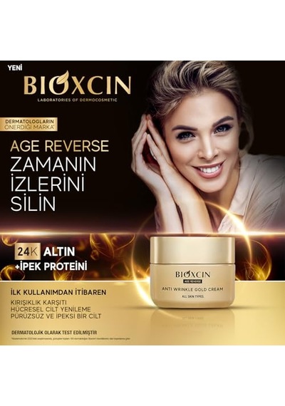 Bioxcin Age Reverse Kırışıklık Karşıtı Altın Krem 50 Ml 24k Altın, İpek Proteini, Pantenol Ve Zeytinyağı İçerikli Cilt Sıkılaştırıcı Ve Nemlendirici