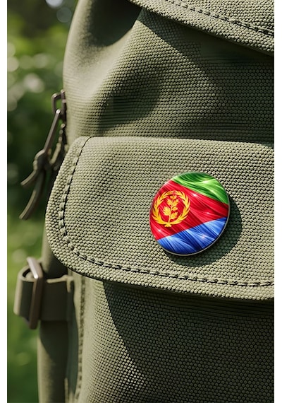 Eritre Eritrea Abstract Ülke Bayraklı Buton Rozet - 44 MM 5 Adet Çok Renkli