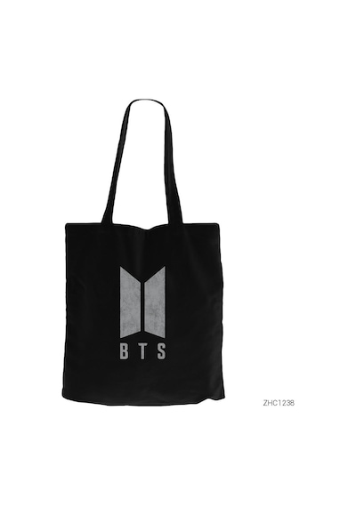 Bts Distort Logo Siyah Kanvas Bez Çanta