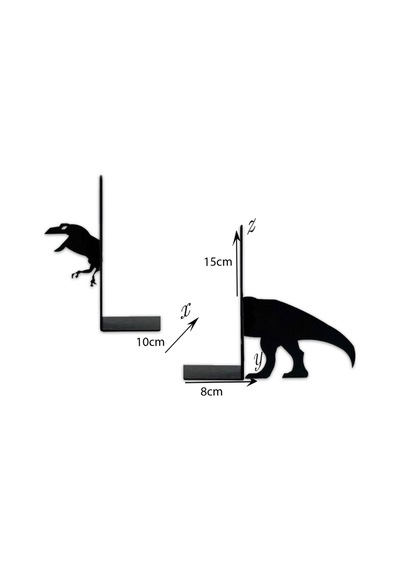 Hobi Demir Sanat T-Rex Figürlü Dekoratif Metal Kitap Tutucu