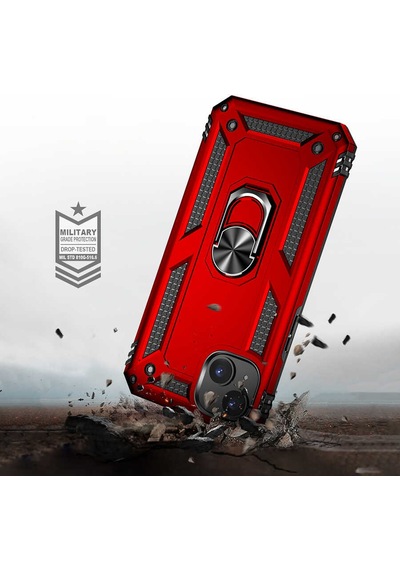 Apple iPhone Uyumlu 14 Plus Kılıf Kamera Koruyucu Manyetik Standlı Tank Koruma Pazarplus Mavi