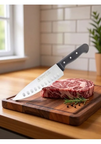 Sürbisa Sürmene 61070 Profesyonel Oluklu Şef Bıçağı 30 Cm Paslanmaz Çelik Pimli Saplı Aşçı Bıçağı