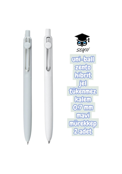 Uni-ball Zento Hibrit Jel Tükenmez Kalem 0.7 Mm Mavi Mürekkep 2 Adet Uniball Çok Renkli