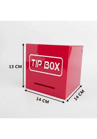 Kare Tipbox - Bahşiş Kutusu Kırmızı - 14x14xh13cm