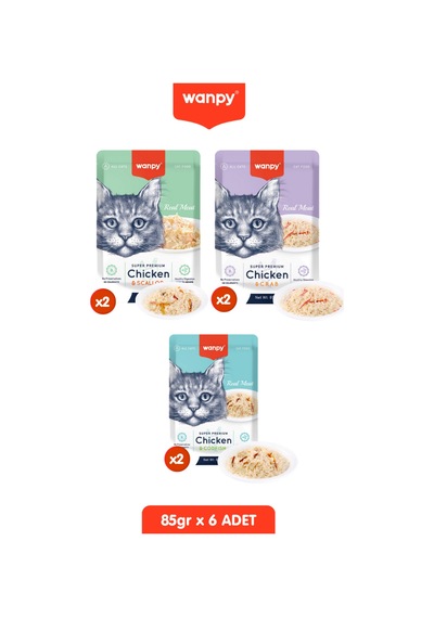 3 Çeşit Kedi Ödülü Pouch Tavuklu & Morina & Yengeç & Deniz Tarağı Yaş Kedi Maması 6 Adet X 85gr