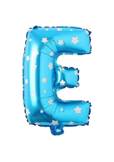 E Harfi 16 İnç Mavi Yıldızlı Renk Folyo Balon 36 Cm Mavi 256