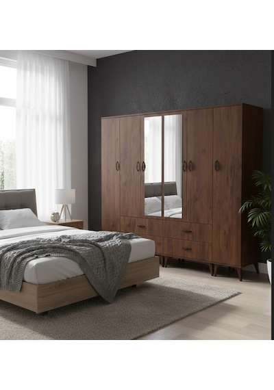 Zerkaconcept Odin 6 Kapaklı Dolap Gardırop Çam - M2 Çam