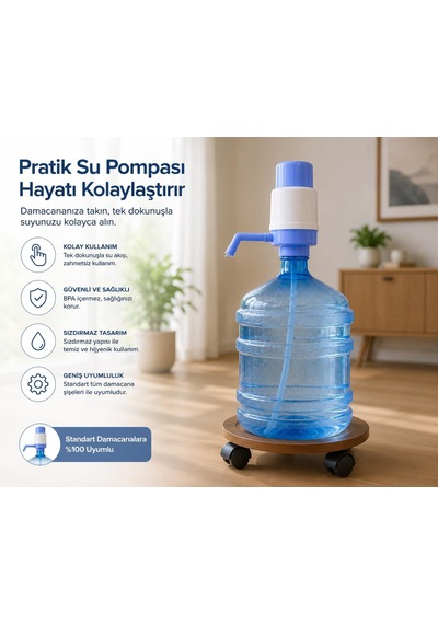 Shibumi Atelier Manuel Damacana Pompası, Bpa'sız, 19 Litre Polikarbon Ve Tritan Damacana Uyumlu, Kolay Takılıp Çıkarılabilir, Dayanıklı Su Pompası, Pratik Ve Kolay Kullanım Mavi