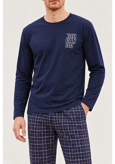 Pemilo Erkek 6500-1 Uzun Kol % 100 Pamuk Cotton Pijama Takımı Lacivert
