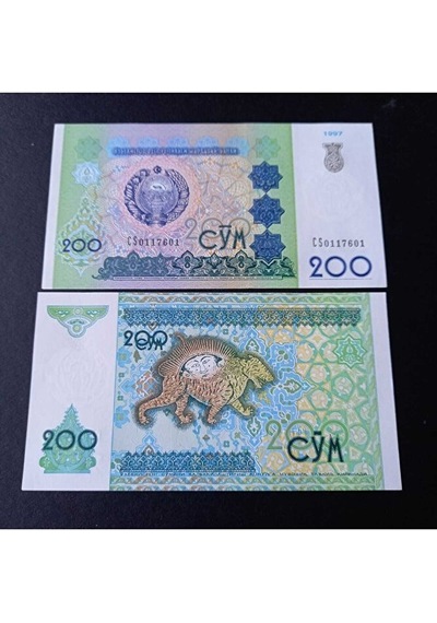 1997 Özbekistan 200 Som Çil Eski Yabancı Kağıt Para