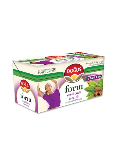Doğuş Form Yeşil Çaylı Tarçınlı Bitki Çayı Süzen Poşet 12'li 20 x 2 G