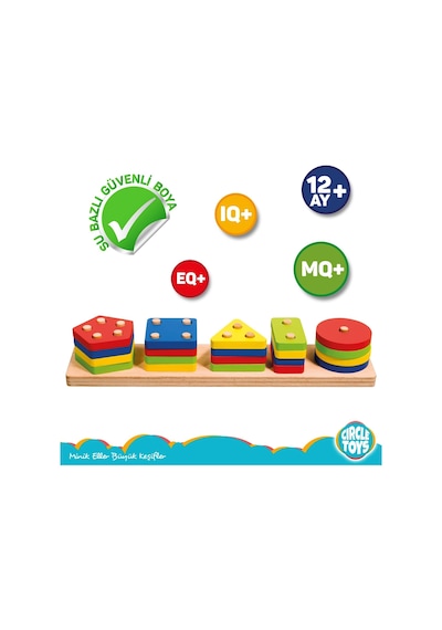 Circle Toys CIRCLE 101 Ahşap Geometrik Şekiller 5'li