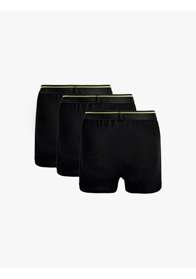 Koton Regular Fit Şerit Detaylı Basic Pamuklu 3'lü Boxer Seti Antrasit Desenli 6slm90023mk