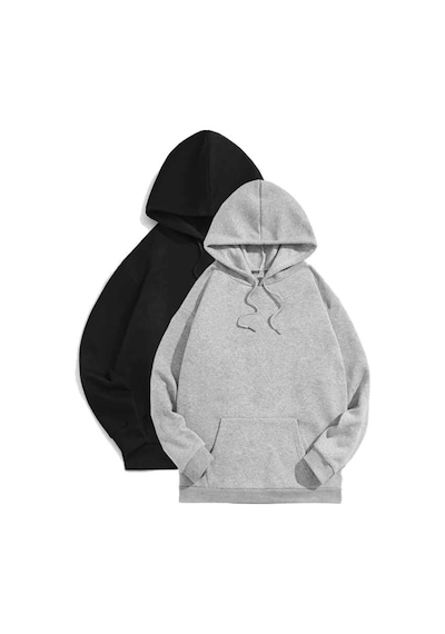 Blackjack Giyim Unisex Siyah Gri 2'li Sweatshirt Siyah-gri