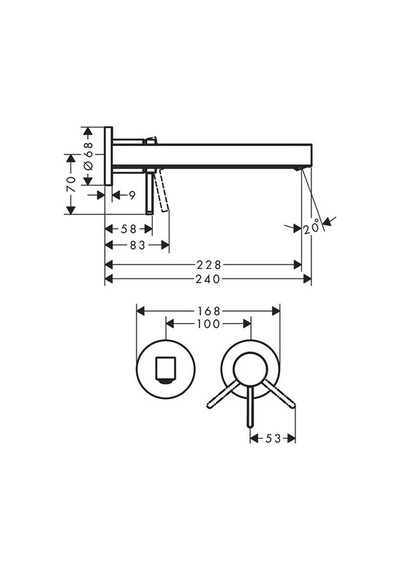 Hansgrohe Fınorıs Tek Kollu Lavabo Bataryası Ankastre 22.8 CM Gaga Krom 76050000