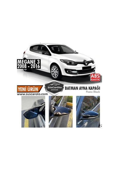 ŞüsCarOto Renault Megane 3 2008-2016 Batman Yarasa Ayna Kapağı Piano Black ABS Plastik (00)